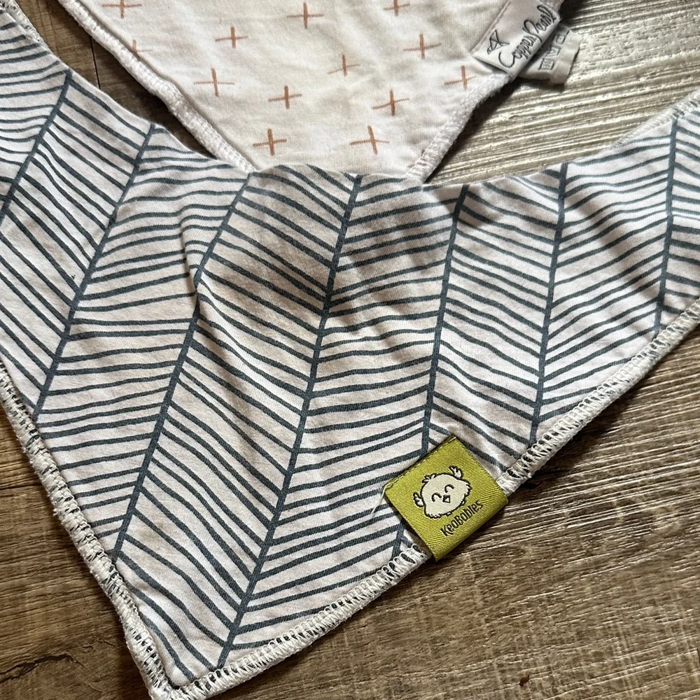 Baby Bandana Bibs Set - Gray, Cream, White copper pearl, natural cloth